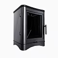 Black Freestanding Fireplace With Glass Door And Modern Interior Design