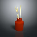 Red Aromatic Reed Diffuser Bottle With Yellow Sticks For Home Use