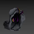 Game and Movie Character Purple Tentacles With Yellow Spots On Gray Rock