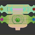 Golden Metal Component With Symmetrical Design Central Circular Protrusion And Screws