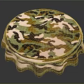 Camouflage Pattern Round Decorative Object With Wavy Pink Brown Edges 3d model