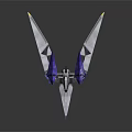 Futuristic Mechanical Sci Fi Device With Purple Wings And Geometric Metallic Sharp Design