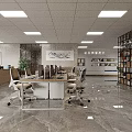 Bright Spacious Modern Open Office Workspace With Comfortable Workstations Neat Storage Shelves And Marble Flooring