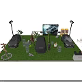 Outdoor Vehicle Display Event With Multiple Cars On Grass And Decorative Lights