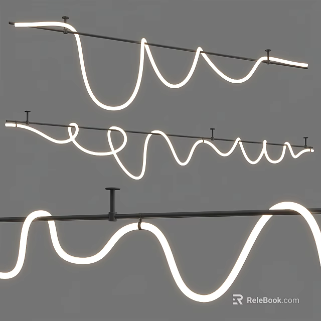 Modern Minimalist Chandelier With Curved White LED Lights For Living Room Dining Space 3d model 