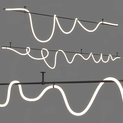 Modern Minimalist Chandelier With Curved White LED Lights For Living Room Dining Space 3d model