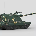 Military Camouflage Tank With Main Gun Tracks Antenna And Armor Design