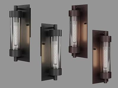 Modern Wall Sconces Design With Transparent Glass Shades And Metal Bases In Black Brown Finishes 3d model