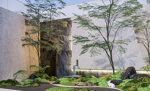 Modern courtyard landscape dry landscape micro landscape courtyard sketch 3d model