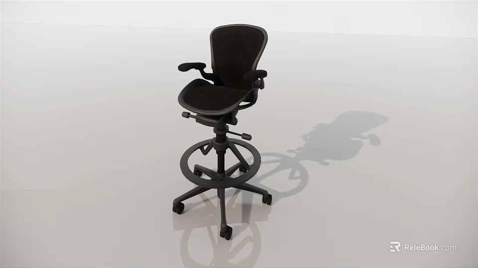 Black Ergonomic Office Chair With Adjustable Height Swivel Base And Armrests 3d model 