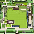 Residential Landscape Design With Lush Green Lawn Trees And Recreational Areas