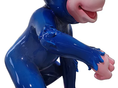 Glossy Blue Reptile Sculpture With Smooth Texture And Vibrant Color 3d model