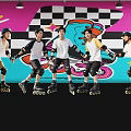 Men Roller Skating Wearing Protective Gear in Front of Colorful Graffiti Wall on Shiny Floor