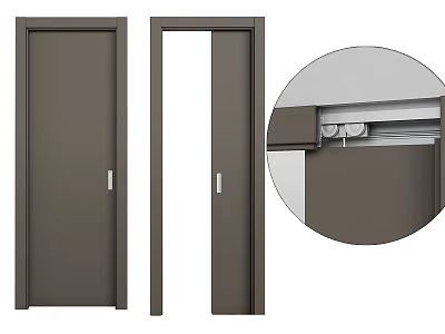 Modern Brown Sliding Doors With Smooth Sliding Mechanism And Durable Hardware 3d model