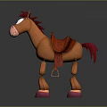 Cute Orange 3D Cartoon Horse Character With Red Mane Saddle And Pink Hooves
