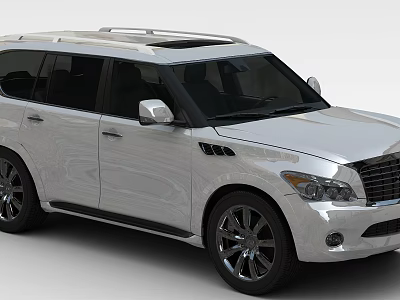 Modern Tech Exhibition Hall Displaying White SUV With Advanced Automotive Technology 3d model
