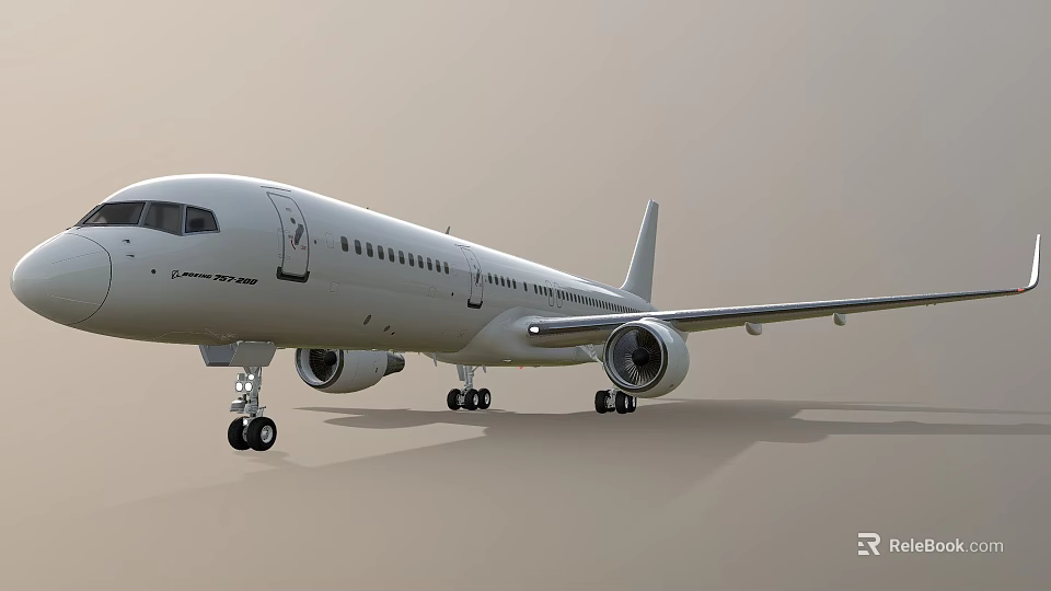 Modern White Airliner Exterior Design With Twin Engines And Landing Gear 3d model 