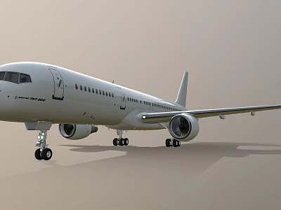 Modern White Airliner Exterior Design With Twin Engines And Landing Gear 3d model