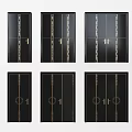 Black Double Doors with Golden Decorative Chains and Patterned Design Styles for Home 3d model