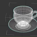 Dark Brown Ceramic Cup With Matching Saucer And Curved Handle Simple Design