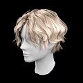 Realistic Blonde Curly Short Hair On White Human Mannequin Head Model