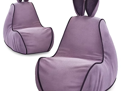 Purple Bean Bag Chairs With Cute Rabbit Ear Design Cozy Comfortable Seating 3d model