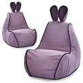 Purple Bean Bag Chairs With Cute Rabbit Ear Design Cozy Comfortable Seating