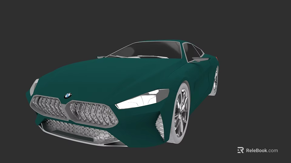 Green BMW Sports Car With Modern Sleek Body And LED Headlights Design 3d model 