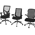Modern Office Chairs With Mesh Back Adjustable Armrests And Rolling Wheels 3d model