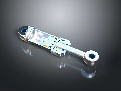 Stainless Steel Hydraulic Shock Absorber With Transparent Casing And Chrome Plated Rod 3d model