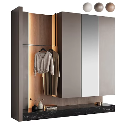 Modern Entryway Cabinet Sideboard Design With Mirror Hanging Area And Storage Drawers 3d model