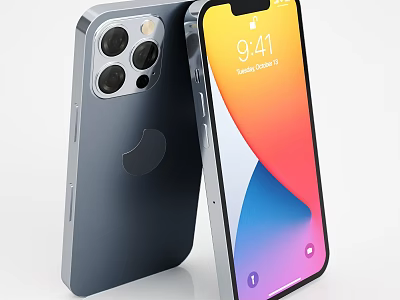 Gray Smartphone With Multiple Rear Cameras And Colorful Display Showing Time 3d model