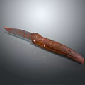 Vintage Weapon Knife With Wooden Handle And Red Stained Blade Design