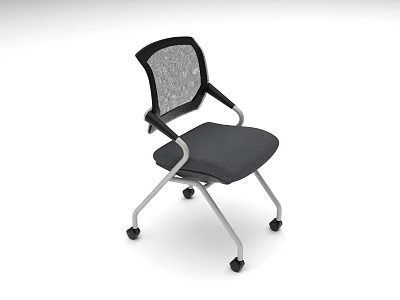 Ergonomic Office Chair With Black Mesh Back Gray Seat Silver Frame And Wheels 3d model
