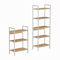 Modern Display Shelves With Multiple Wooden Tiers And Metal Frames Design 3d model