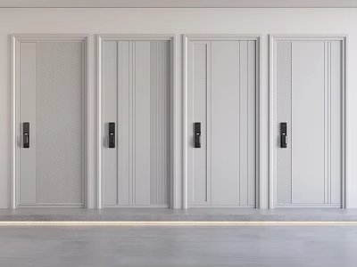 Four Sleek Modern White Security Doors With Minimalist Design For Interior 3d model