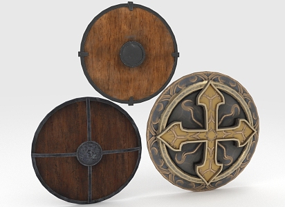 Round shield, armor, wooden shield, iron shield 3d model