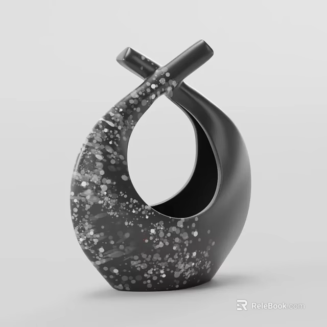 Modern Decorative Ornament Set With Black White Speckles And Twisted Loop Design For Home Decor 3d model 