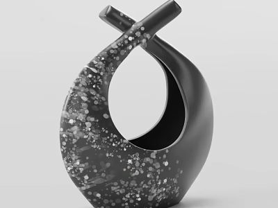 Modern Decorative Ornament Set With Black White Speckles And Twisted Loop Design For Home Decor 3d model