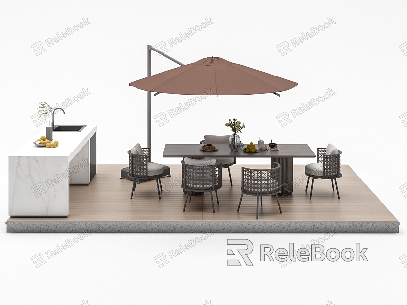 Modern Outdoor Table and Chair Outdoor Leisure Table and Chair Sink Sink Sink Sunshade Sunshade Outdoor Table and Chair Leisure Seat model