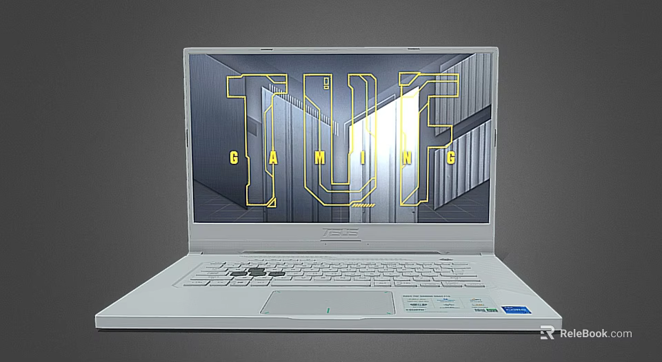 White TUF Gaming Laptop Featuring Sleek Design And Screen Displaying TUF GAMING Logo 3d model 