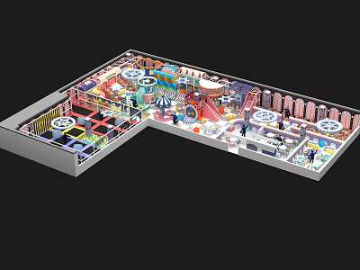 Indoor Playground Colorful Layout With Slides Climbing Structures And Kids Fun Activities 3d model