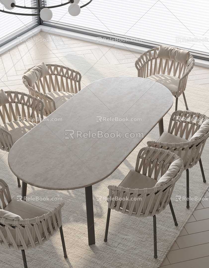 Outdoor dining table and chair combination 3d model