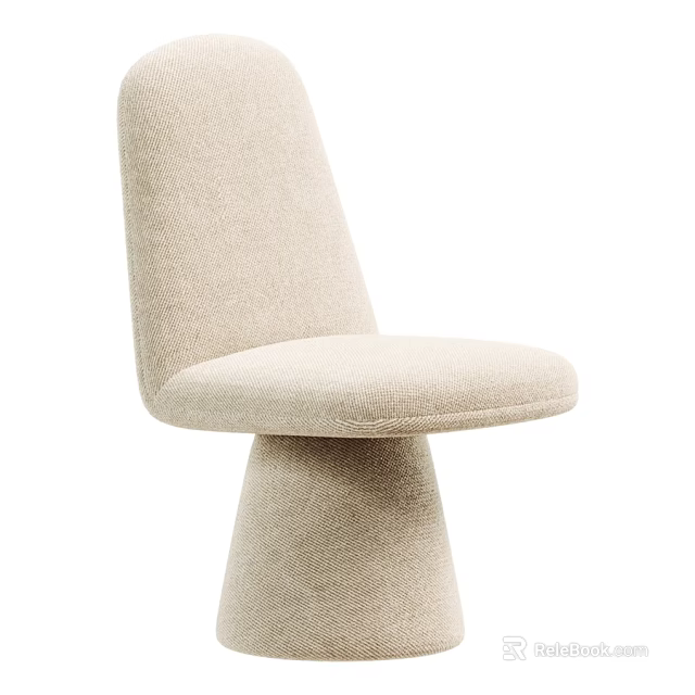 Modern Minimalist Beige Boucle Fabric Upholstered Single Dining Chair For Cozy Home Dining Space 3d model 