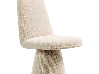Modern Minimalist Beige Boucle Fabric Upholstered Single Dining Chair For Cozy Home Dining Space 3d model
