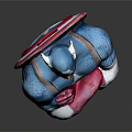 Captain America Action Figure Bust With Blue Uniform White Star And Crossed Arms