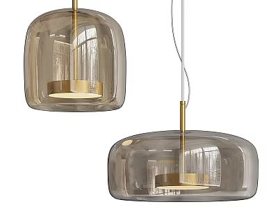 Modern Minimalist Smoky Glass Pendant Lights With Gold Metal Accents And Hanging Design 3d model