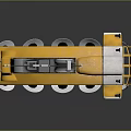 Yellow Tracked Robot With Antenna And Mechanical Parts On Reflective Surface
