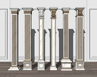 Jane Ou Roman column tracing gold marble column combination 3d model