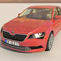 Red Car Exterior And Interior Views With Wheels Dashboard And Seats